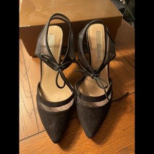 WOMENS AUDREY BROOKE BLACK ANKLE TIE HEEL SIZE 9